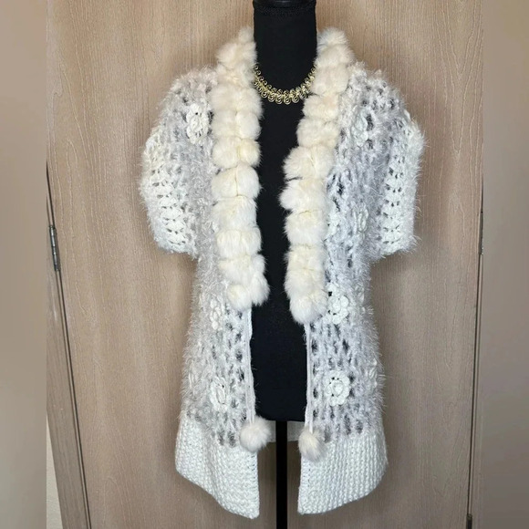 GG Pink Rabbit Fur Grandma Knit Sweater - Picture 3 of 16